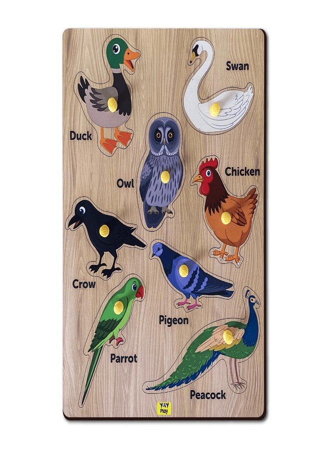 YaYplay Yay Play Educational Toys for 3 Year Old - Wooden Pegboard Knob Puzzle Birds Shape - Puzzles for Kids for Age 2-2 Years Kids Activity Toys - Learning Toy for Toddlers and Preschoolers - Image 1